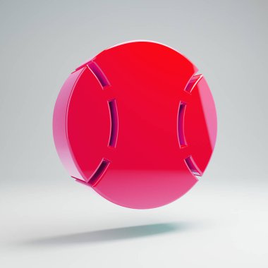 Beyaz arka plan üzerinde izole volumetric parlak sıcak pembe Beyzbol Topu simgesi.