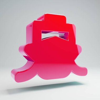 Beyaz arka planda izole hacimsel parlak sıcak pembe Gemi simgesi.