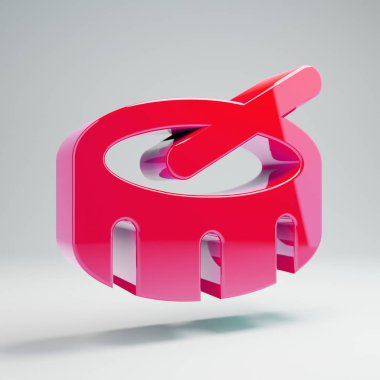 Beyaz arka planda izole hacimsel parlak sıcak pembe Drum simgesi.