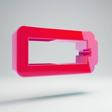 Hacimsel parlak sıcak pembe Pil Boş simgesi beyaz arka plan üzerinde izole.