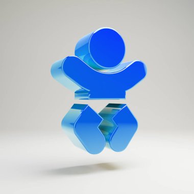 Beyaz arka planda izole hacimsel parlak mavi Bebek simgesi.