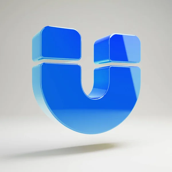 Volumetric glossy blue Magnet icon isolated on white background. — Stock Photo, Image