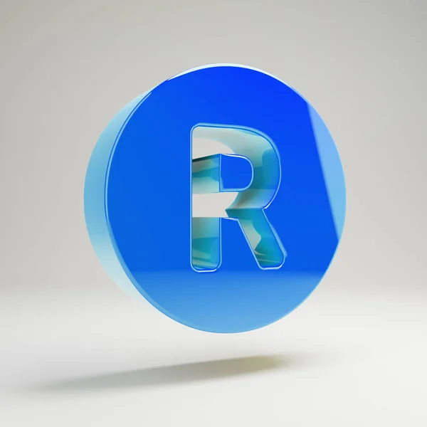 Volumetric glossy blue Registered icon isolated on white background. — Stock Photo, Image