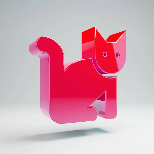 Poměrný lesklý horký růžový symbol Cat izolovaný na bílém pozadí. — Stock fotografie