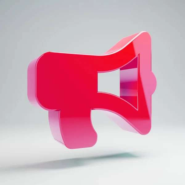 Volumetrico lucido caldo rosa icona Bullhorn isolato su sfondo bianco . — Foto Stock