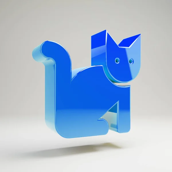 Icono Gato volumétrico azul brillante aislado sobre fondo blanco . — Foto de Stock