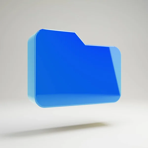Volumetrico lucido blu icona della cartella isolato su sfondo bianco . — Foto Stock