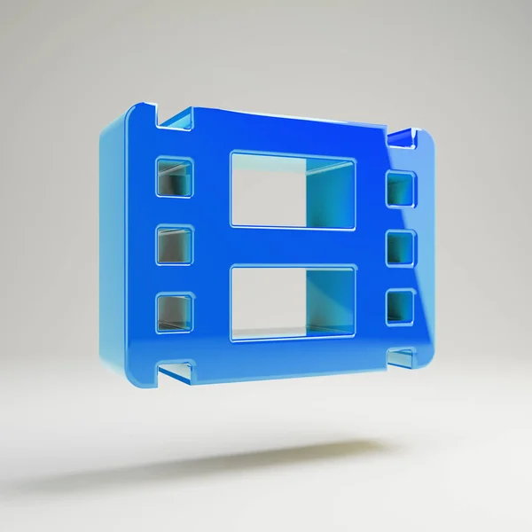 Volumetrico lucido blu Film icona isolata su sfondo bianco . — Foto Stock