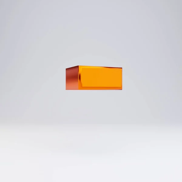 3D 마이너스 기호. 흰색 배경에 광택 반사와 그림자가 있는 핫 오렌지 메탈릭 글꼴. — 스톡 사진