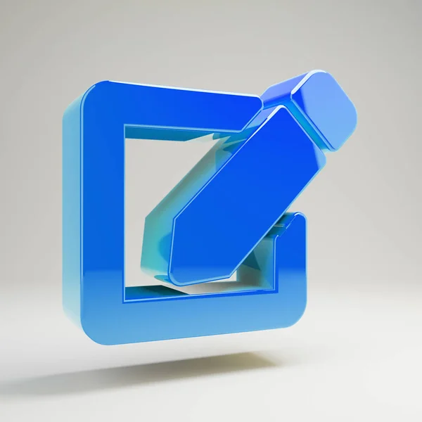Volumetrico blu lucido Modifica icona isolata su sfondo bianco . — Foto Stock