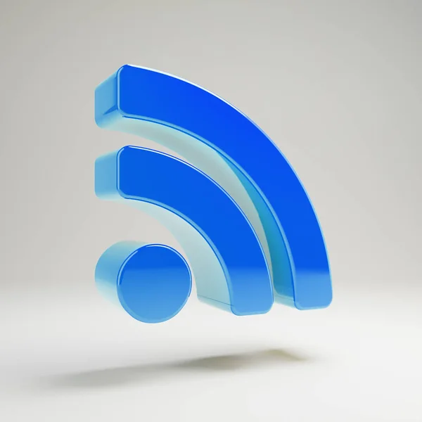 Volumetric glossy blue RSS icon isolated on white background. — Stock Photo, Image