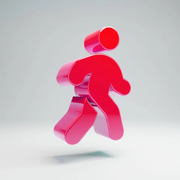 Volumetric brilhante rosa quente andando ícone isolado no fundo branco . — Fotografia de Stock