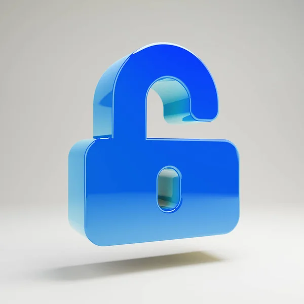 Volumetric glossy blue unlock icon isolated on white background. — Stock Photo, Image