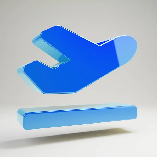 Volumetrico blu lucido Aereo Icona di partenza isolata su sfondo bianco . — Foto Stock