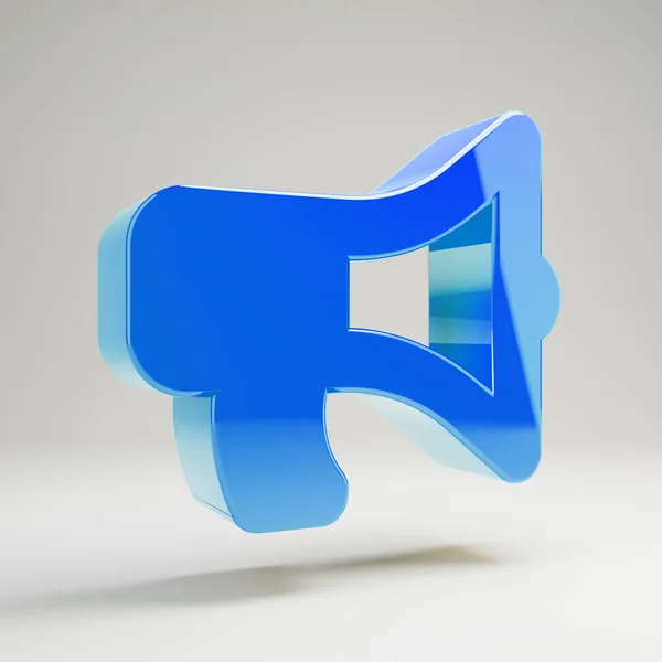 Volumetrico lucido blu icona Bullhorn isolato su sfondo bianco . — Foto Stock
