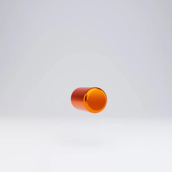 Símbolo de ponto 3d. Fonte metálica laranja quente com reflexos brilhantes e sombra isolada no fundo branco . — Fotografia de Stock