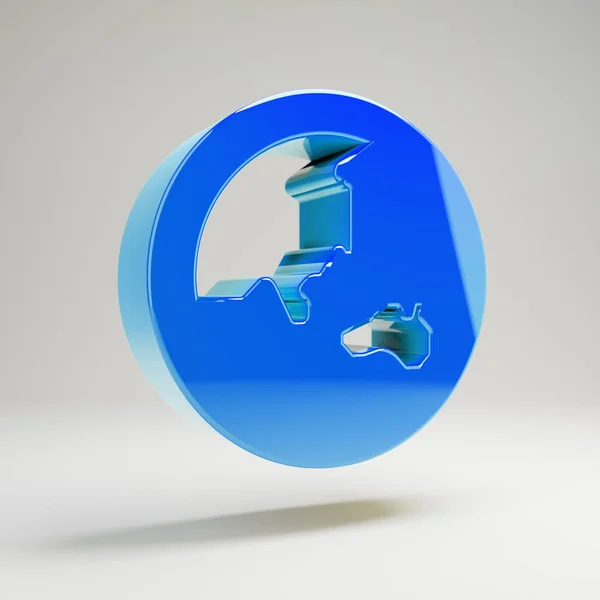 Volumétrico azul brilhante ícone do globo asiático isolado no fundo branco . — Fotografia de Stock