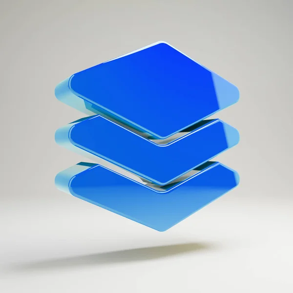 Wolumetryczna błyszcząca Niebieska ikona grupy warstw na białym tle. — Zdjęcie stockowe