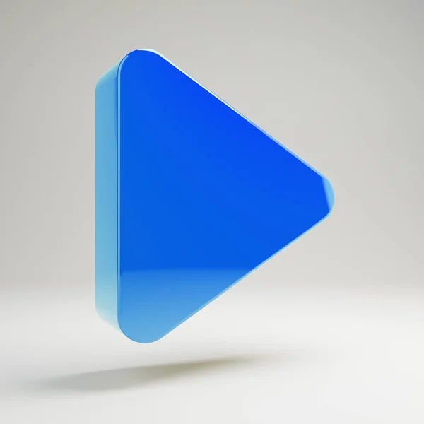 Volumetric glossy blue Play icon isolated on white background. — Stock Photo, Image
