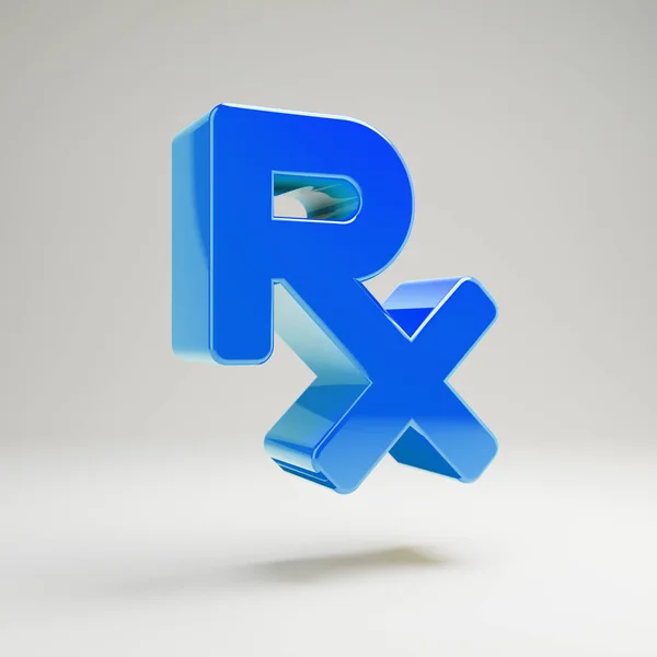 Volumetrico blu lucido Icona di prescrizione isolato su sfondo bianco . — Foto Stock