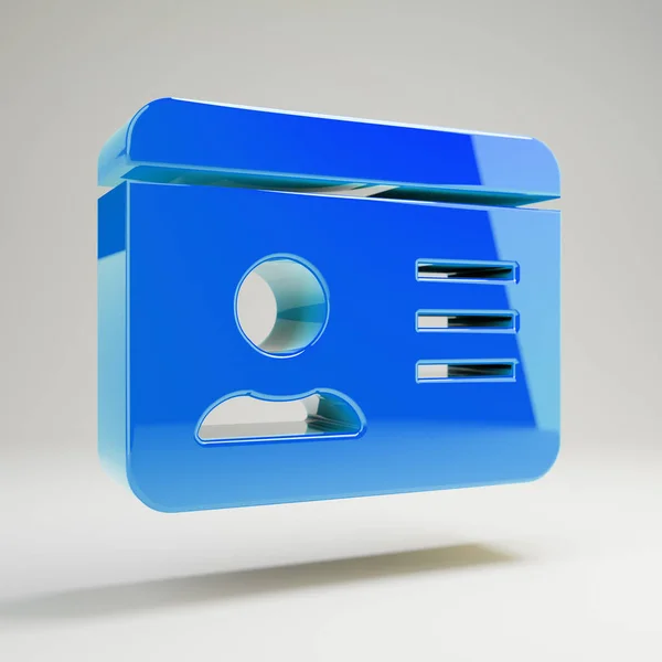 Volumetric glossy blue id Card icon isolated on white background. — Stock Photo, Image