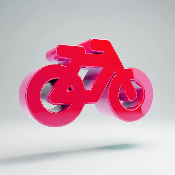 ボリューム光沢のあるホットピンクの自転車アイコンは、白い背景に隔離. — ストック写真