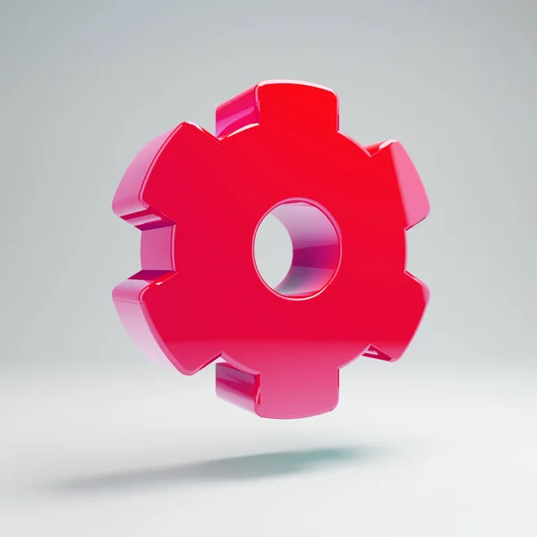 흰색 배경에 격리 된 볼륨 광택 핫 핑크 Cog 아이콘. — 스톡 사진