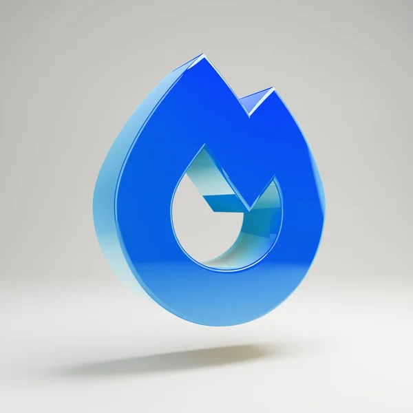 Volumetric glossy blue Fire icon isolated on white background. — Stock Photo, Image