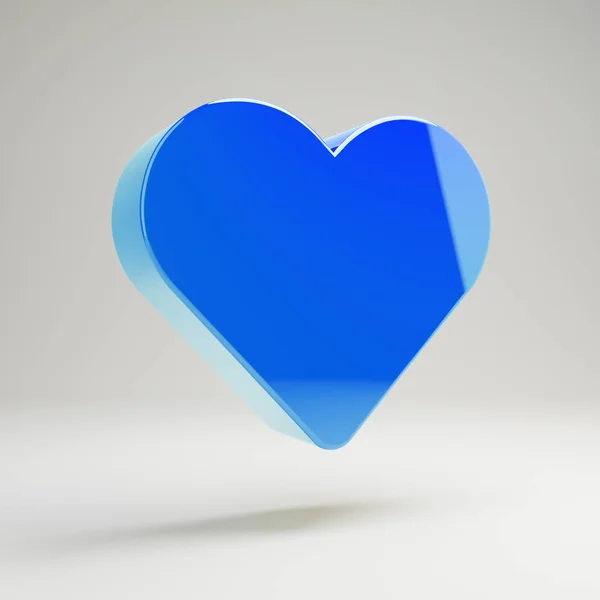 Volumetrisch glanzend blauw hart pictogram geïsoleerd op witte achtergrond. — Stockfoto