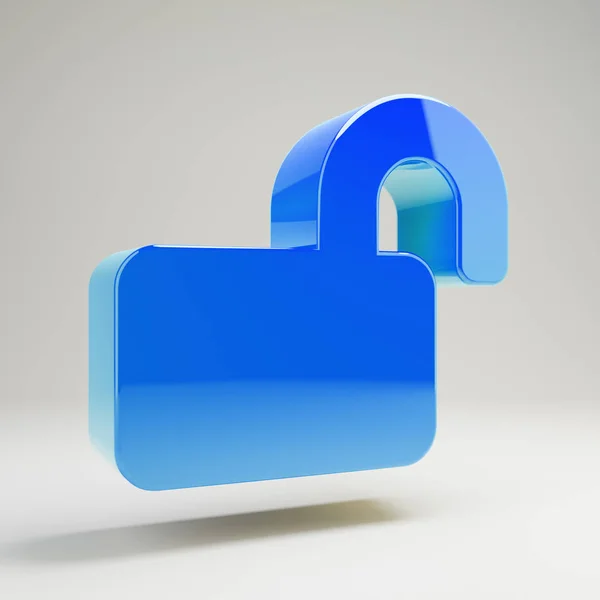 Volumetric glossy blue Lock Open icon isolated on white background. — Stock Photo, Image