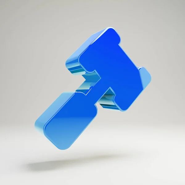 Volumétrico azul brilhante ícone Gavel isolado no fundo branco . — Fotografia de Stock