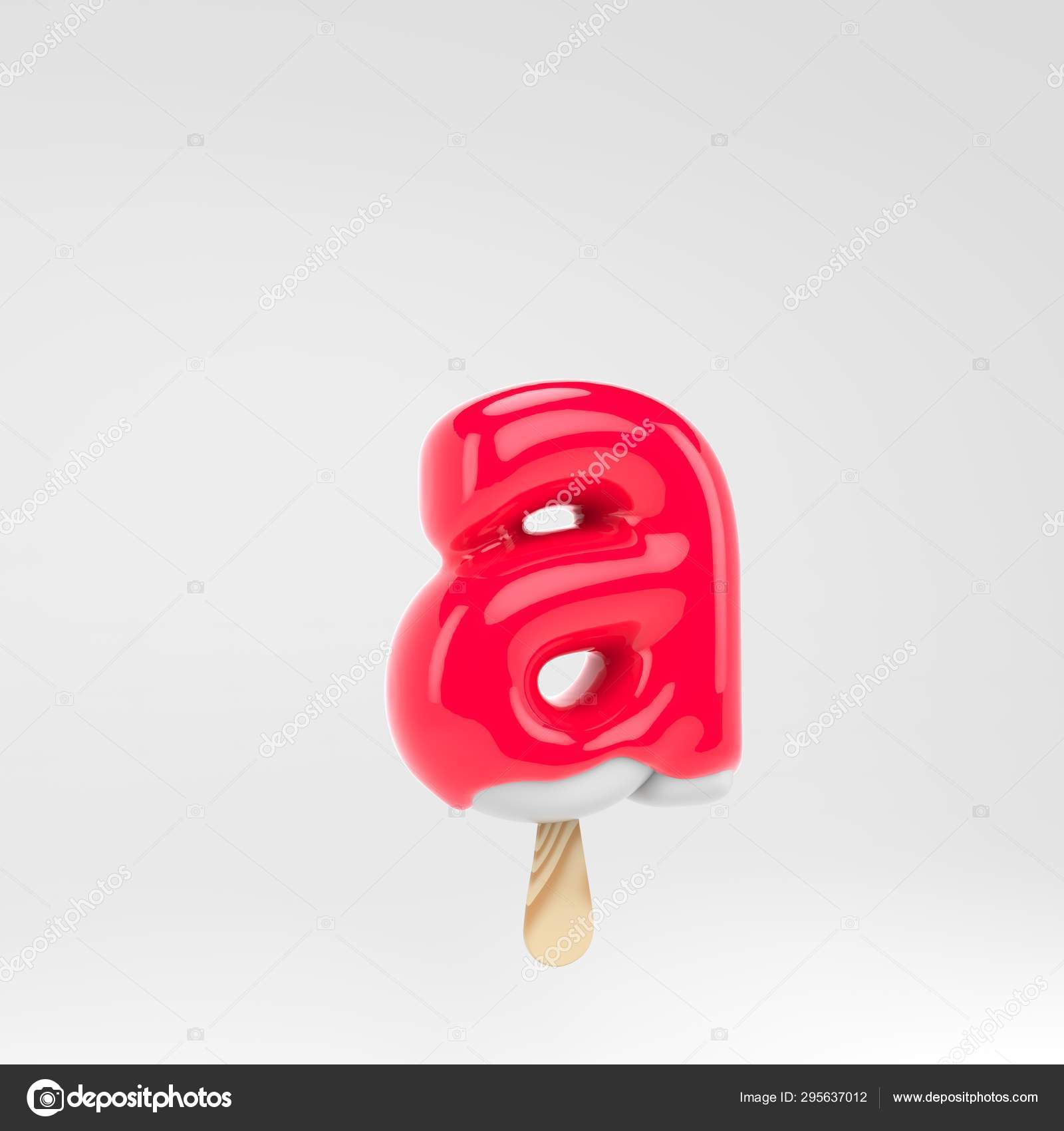 Ice cream letter A lowercase. Pink popsicle alphabet. 3d rendered