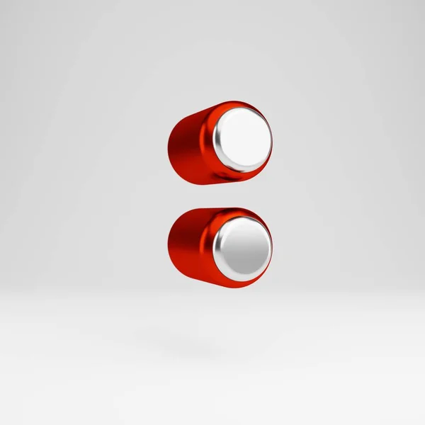 Metall 3D kolon symbol. Metalliskt rött och vitt typsnitt isolerat på vit bakgrund. — Stockfoto