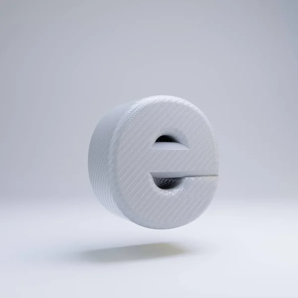 Fibra de carbono 3d letra E minúscula. Fonte de carbono branco isolada no fundo branco . — Fotografia de Stock