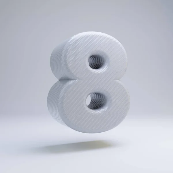 Вуглецеве волокно 3d номер 8. Білий вуглецевий шрифт ізольований на білому тлі . — стокове фото