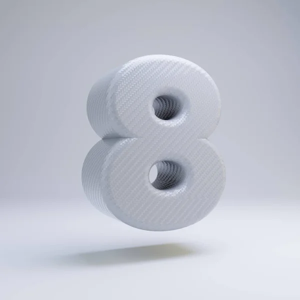 Fibra de carbono 3d número 8. Fonte de carbono branco isolada no fundo branco . — Fotografia de Stock