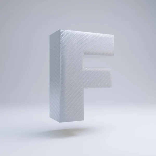 Fibra de carbono 3d letra F maiúscula. Fonte de carbono branco isolada no fundo branco . — Fotografia de Stock