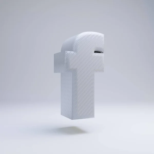 Karbonszálas 3D levél F kisbetűs. Fehér, fehér háttéren izolált szénbetűtípus. — Stock Fotó