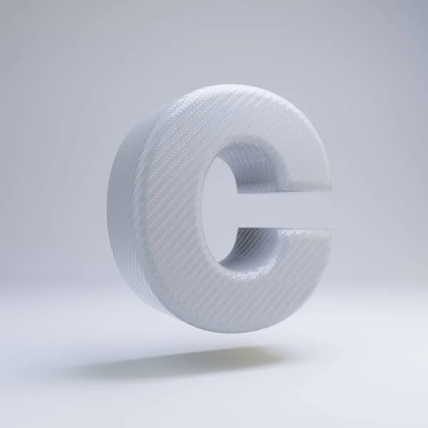 Carbon fiber 3d letter C uppercase. White carbon font isolated on white background. — Stock Photo, Image