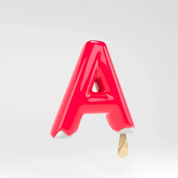 Letra de gelado A maiúscula. Alfabeto de picolé rosa. 3d renderizado sobremesa lettering isolado no fundo branco . — Fotografia de Stock