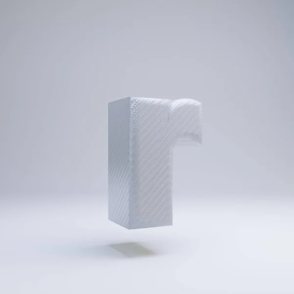 Fibra de carbono 3d letra R minúscula. Fonte de carbono branco isolada no fundo branco . — Fotografia de Stock