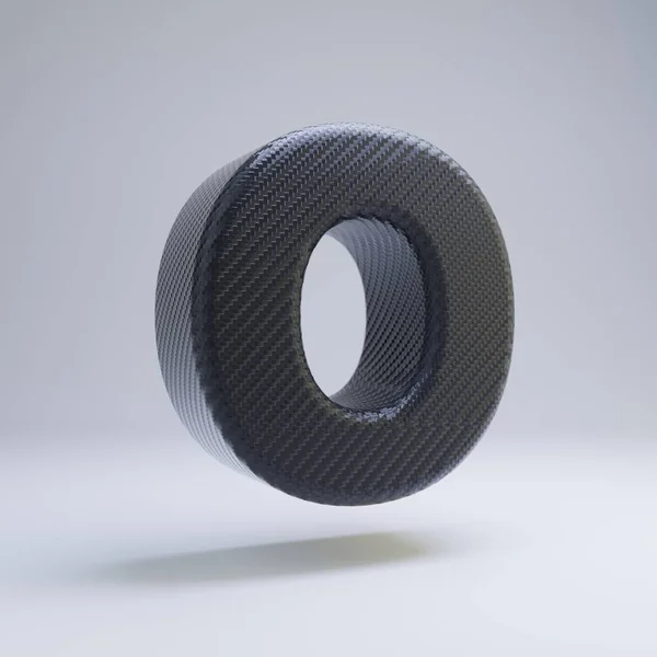 Fibra de carbono 3d letra O maiúscula. Fonte Black carbon isolada no fundo branco . — Fotografia de Stock