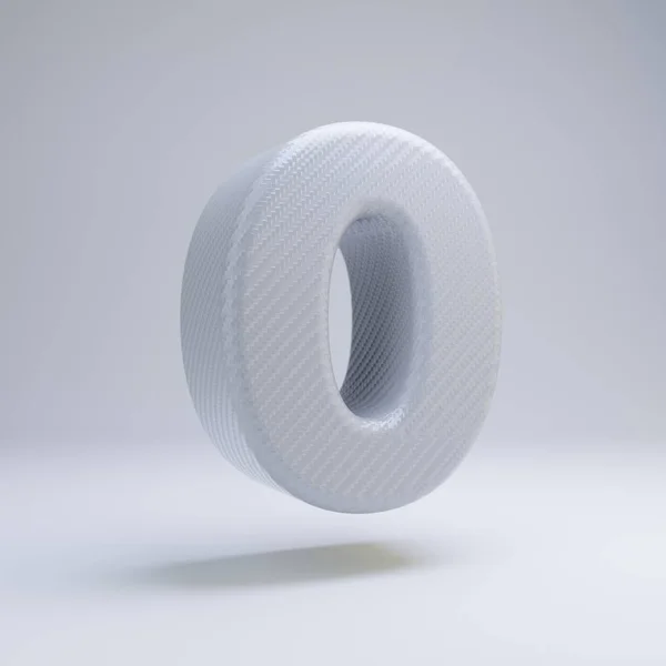 탄소 섬유 3D 번호 0. 흰색 배경에 격리된 흰색 탄소 글꼴. — 스톡 사진