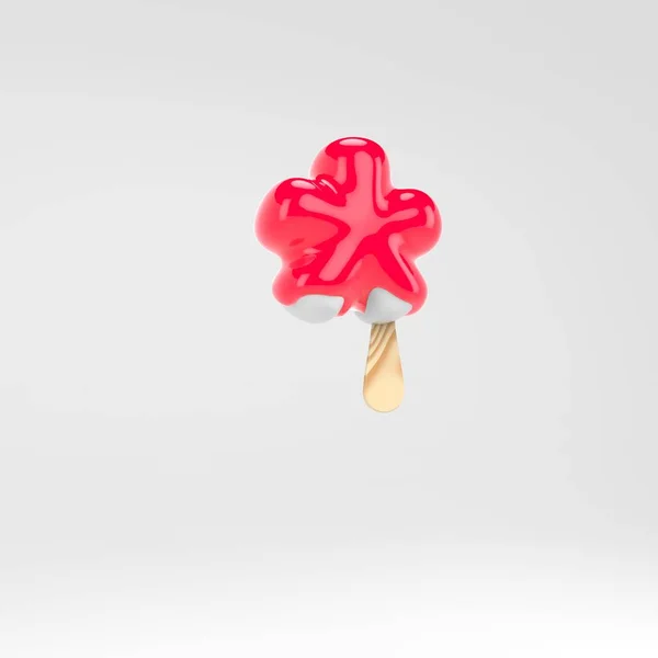 Crème glacée symbole astérisque. Alphabet popsicle rose. 3d rendu lettrage dessert isolé sur fond blanc . — Photo