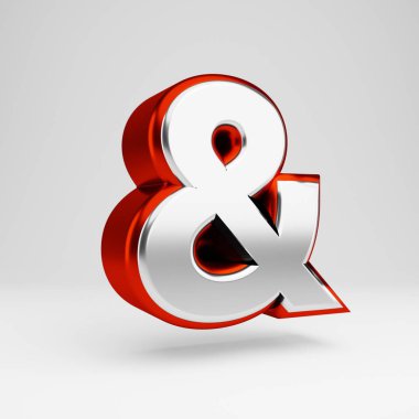 Metal 3d amper ve sembol. Metalik kırmızı ve beyaz yazı tipi beyaz arka plan üzerinde izole.