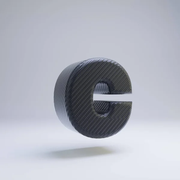 Fibra de carbono 3d letra C minúscula. Fonte Black carbon isolada no fundo branco . — Fotografia de Stock