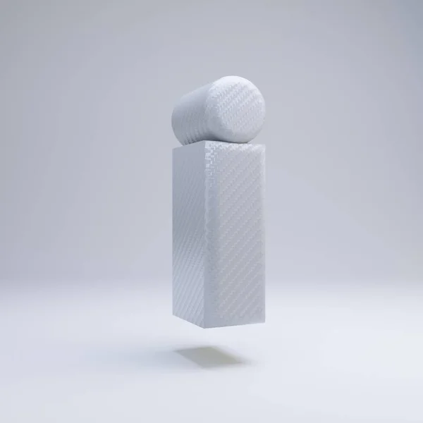 Fibra de carbono 3d letra I minúscula. Fonte de carbono branco isolada no fundo branco . — Fotografia de Stock