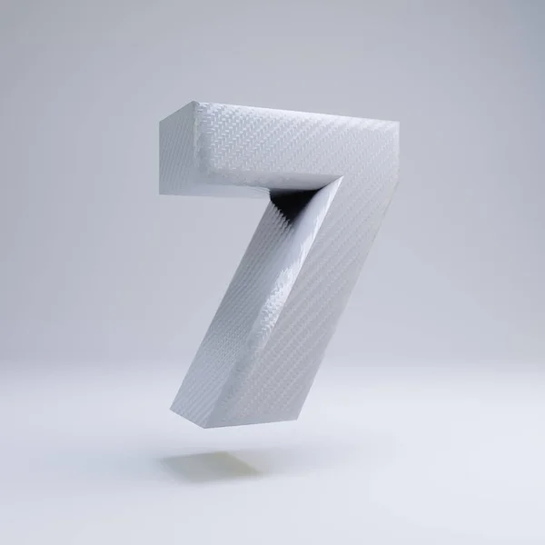 Углеволокно 3d номер 7. Белый углеродный шрифт на белом фоне . — стоковое фото