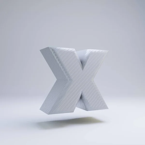 Kohlefaser 3d Buchstabe x Kleinbuchstabe. weiße Kohleschrift isoliert auf weißem Hintergrund. — Stockfoto