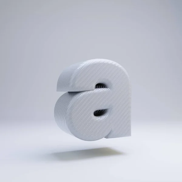 Kohlefaser 3D-Buchstaben in Kleinbuchstaben. weiße Kohleschrift isoliert auf weißem Hintergrund. — Stockfoto